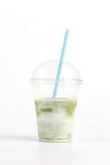 match with milk and ice on a white background