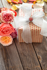 Gift with roses for Valentine's Day or women's day