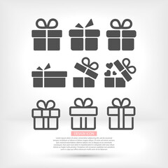 gift boxes, vector work set icon festive box heart box