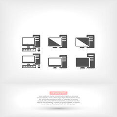 PC monitor desktop computer device screens set vector icon mouse