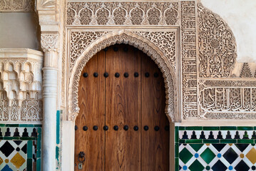 Courtyard of Myrtles of the alhambra, grenada, spain - obrazy, fototapety, plakaty