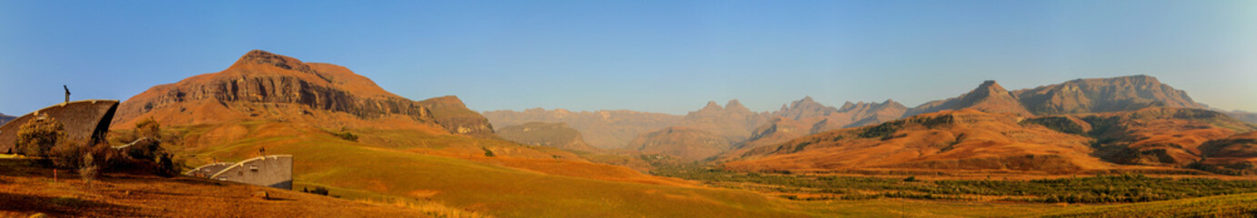 Drakensberg mountains, South Africa, panoramic view, sunset