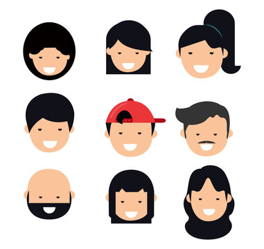 people head face characters vector
