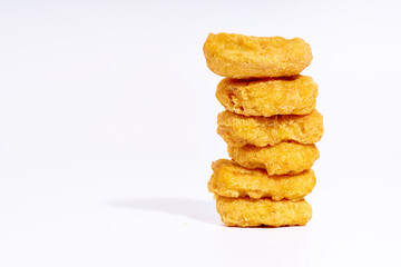 Chicken nuggets side view