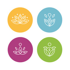 Logo design for  yoga studios, and yoga classes for pregnant women, hand logotype,  lotus vector icon.