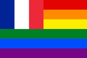 Fototapeta premium flag of france with rainbow flag. proportion 2:3 
