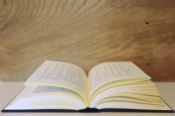 Close-up of books open on the library desk selective focus and shallow depth of field