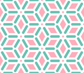 Abstract cartoon geometric seamless pattern with geo shapes. Geometry background. Infinity wrapping paper. Vector illustration. 
