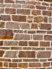 Mauerwerk Sandstein rot mit wei&szlig;en Fugen retro