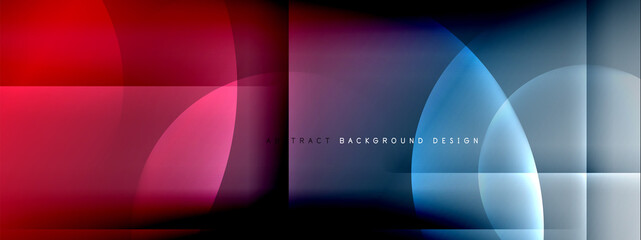 Vector abstract background - circle and cross on fluid gradient with shadows and light effects. Techno or business shiny design templates for text