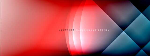 Vector abstract background - circle and cross on fluid gradient with shadows and light effects. Techno or business shiny design templates for text