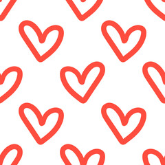 Cartoon cute heart seamless pattern. Romantic Valentine's polka dot background. Love wrapping paper. Vector illustration. 