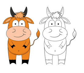 Vector illustration of a cartoon cow