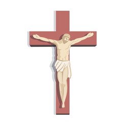 Jesus on the cross. Cartoon vector illustration
