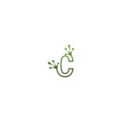 Letter C logo design frog footprints concept icon