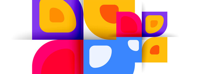 Set of vector modern geometric abstract backgrounds with repeating abstract round shapes patterns and shadow effects