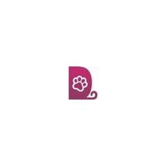 Fototapeta na wymiar Letter D logo design Dog footprints concept icon