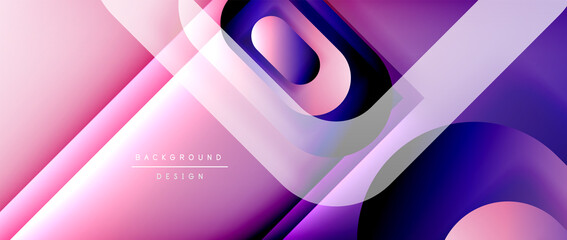 Vector geometric abstract background with lines and modern forms. Fluid gradient with abstract round shapes and shadow and light effects