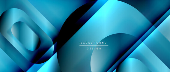 Vector geometric abstract background with lines and modern forms. Fluid gradient with abstract round shapes and shadow and light effects