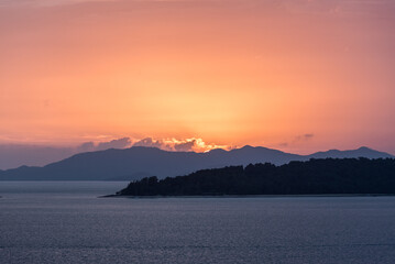 Orange lines on the Sunrise sky , thailand