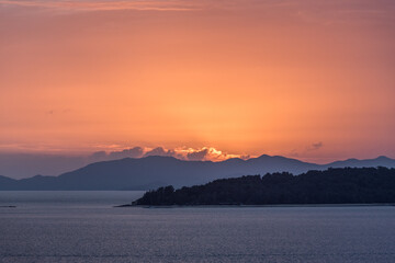 Fototapeta premium Orange lines on the Sunrise sky , thailand
