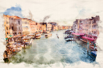 Venice city , Italy - waterpaint image © Piotr Krzeslak