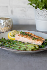 grilled salmon with green asparagus