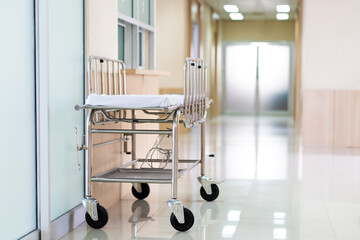 Recovery Room with bed and comfortable medical. Interior of empty hospital room.
