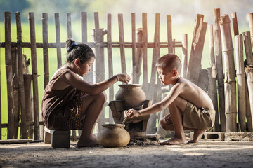 The lifestyle of Asian children in rural areas.
