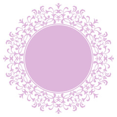 Decorative frame Elegant vector element for design in Eastern style, place for text. Floral purple border. Lace illustration for invitations and greeting cards