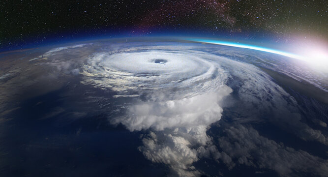 Giant hurricane seen from the space. Satellite view. Elements of this image furnished by NASA.