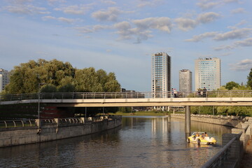 city quayside with river in modern district