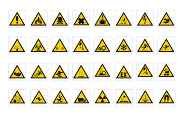 ISO 7010 SIGN WARNING SET SYMBOL SAFETY YELLOW DANGEROUS TRIANGLE
