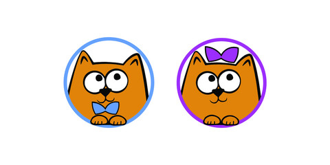 Icons with two cute cartoon cats