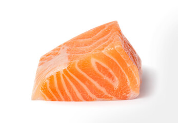 Fresh raw salmon fillet isolated on white background with clipping path, Ingredient for sushi or  sashimi.