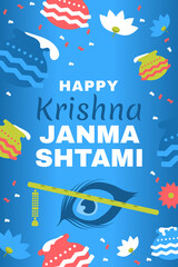 illustration of dahi handi celebration in Happy Janmashtami festival background of India. Celebrate illustration banner, card poster for Lord Krishna in Janmashtami festival Shri Krishan Janmashtami.