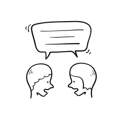 hand drawn doodle two people talking illustration vector isolated background