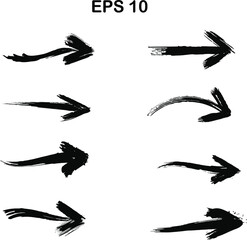 Grunge different  dirt  arrows set on transparent background 