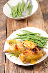 grilled chicken wings and green bean