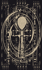 Tarot cards - back design. Ankh, Coptic cross