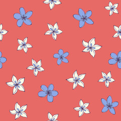 Tropic vector seamless pattern with plumeria. Summer decoration print for wrapping, wallpaper, fabric. 