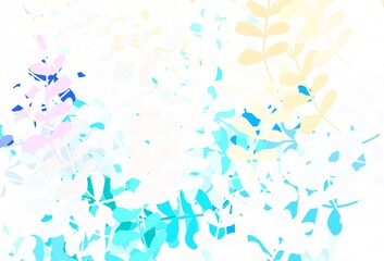Light Blue, Yellow vector natural background with leaves.