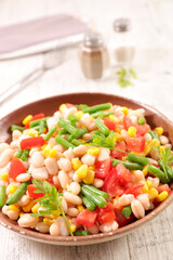 white bean, tomato, corn and green bean salad
