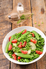 green pea, bean, cucumber and tomato salad