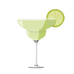 Margarita cocktail realistic vector illustration. Isolated on white background.