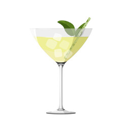 Popular alcoholic cocktail Daiquiri. Realistic vector illustration isolated on white background.