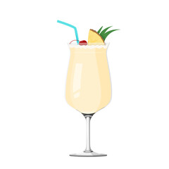 Tropical drink Pina Colada. Realistic vector illustration isolated on white background.