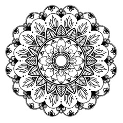 Circular pattern in form of mandala for coloring book, Henna, Mehndi, tattoo, Yoga logo. Background for meditation poster. Unusual flower shape oriental line vector. Anti-stress therapy pattern.