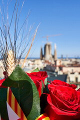 Una rosa con la Sagrada Familia de fondo en San Jordi 2020