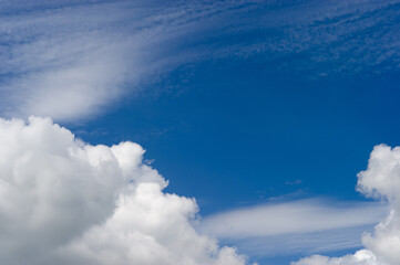 Blue sky and clouds, beautiful nature in winter